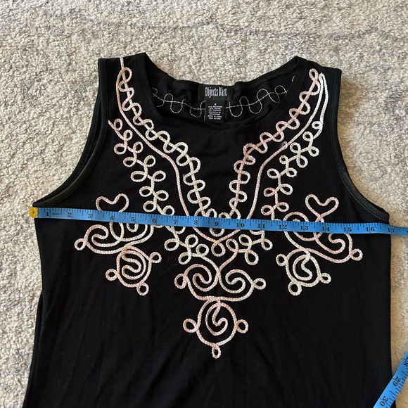 Objects D'Art Black White Embroidered Sleeveless Tank Top Size Small - Picture 6 of 7